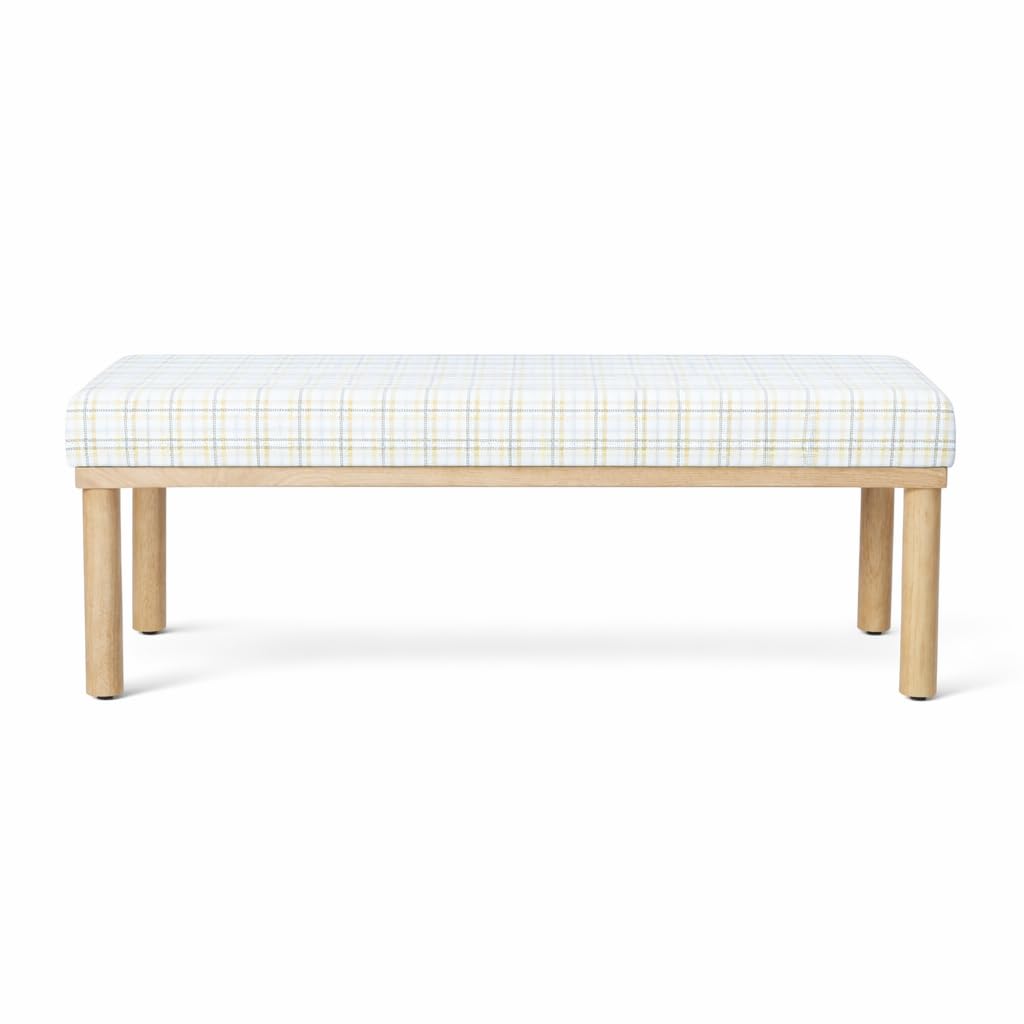 Natural Plaid Woven Fabric Bench M42656