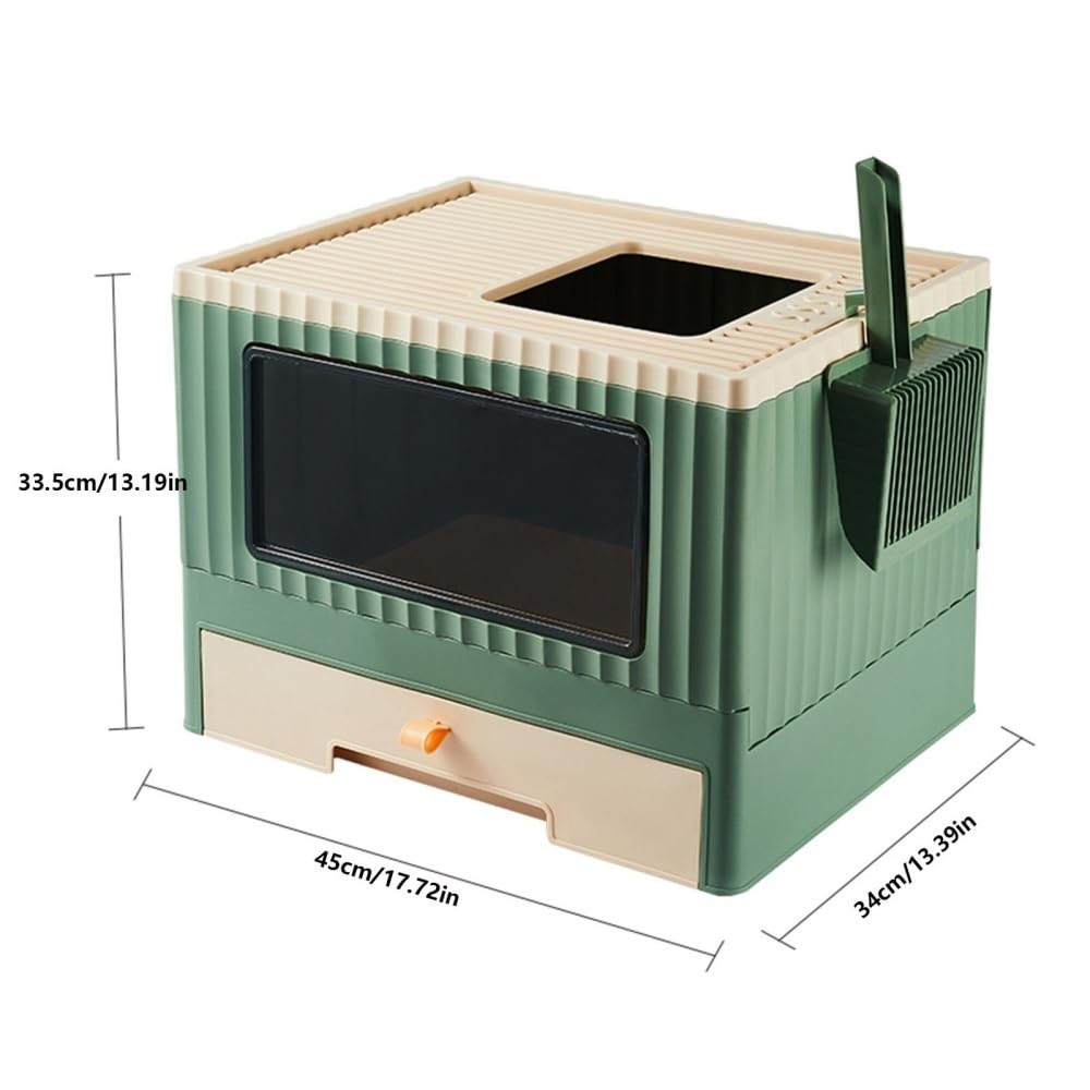 Foldable Top Entry Cat Litter Box with Lid U194649