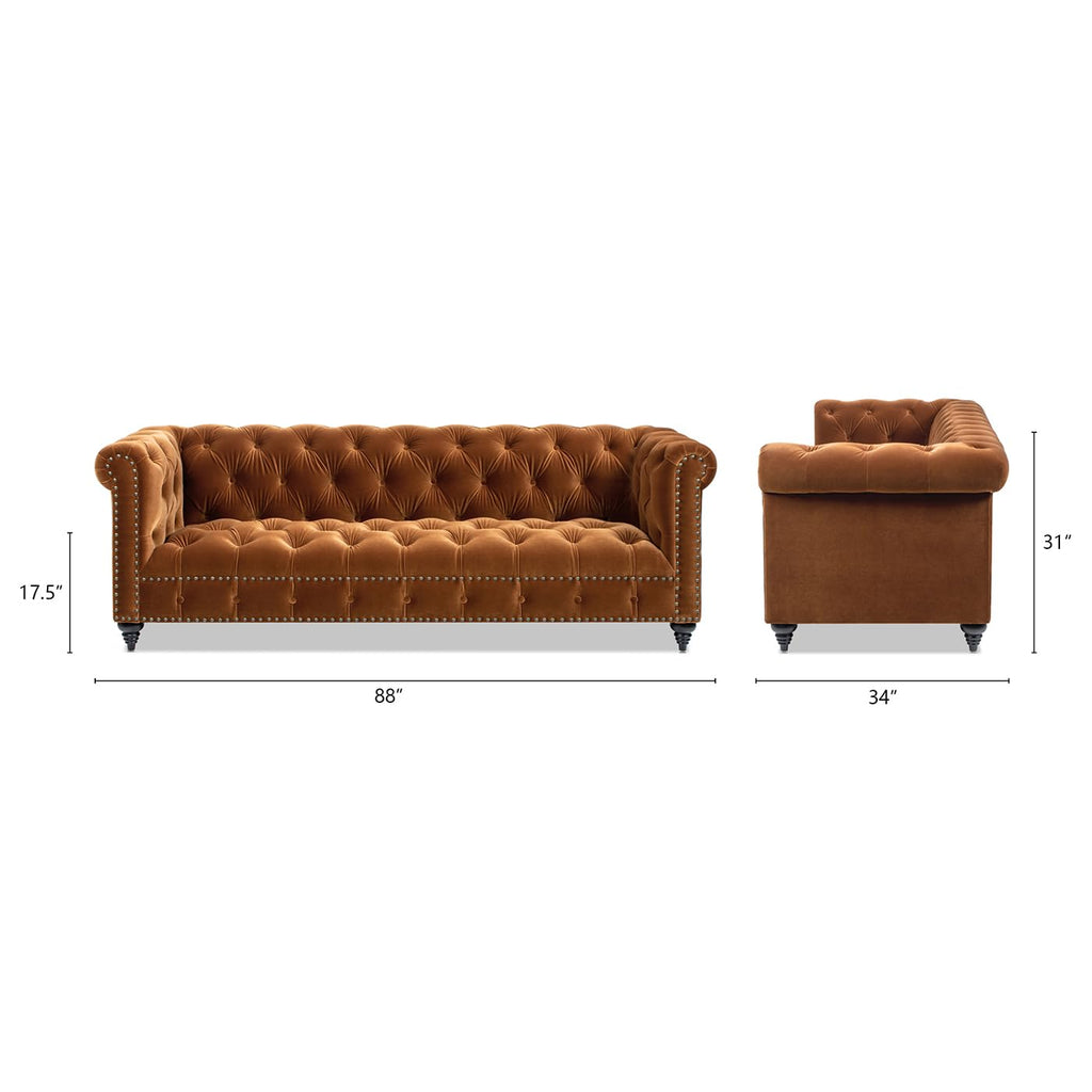 Burnt Orange Performance Velvet Sofa Q1621