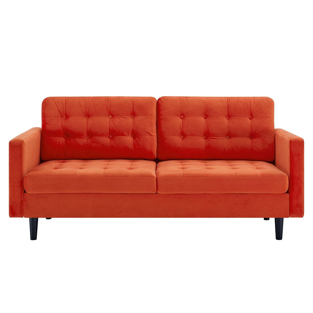 Orange Tufted Performance Velvet Sofa A16009