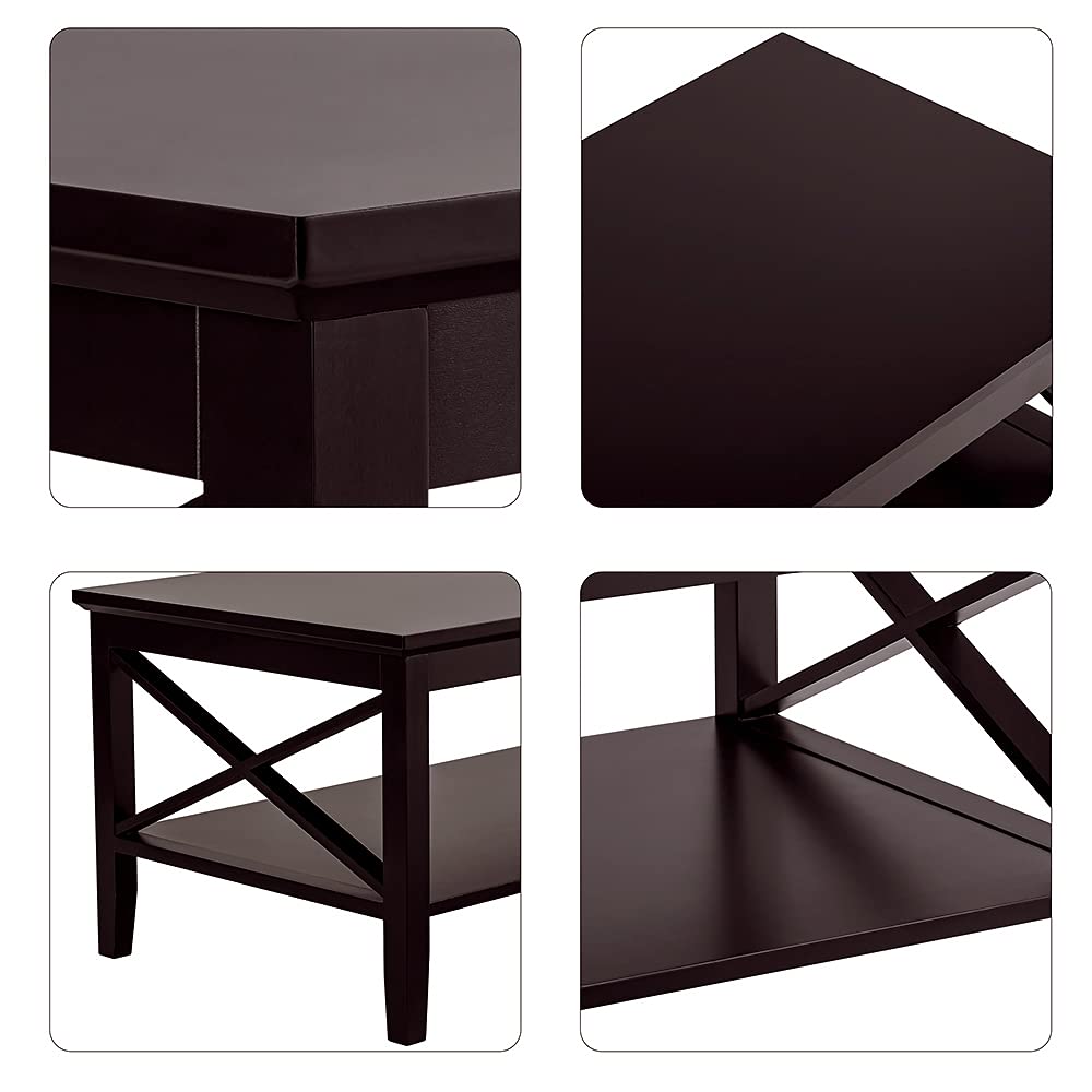 Espresso Wood Coffee Table with Storage 40 inches C85161