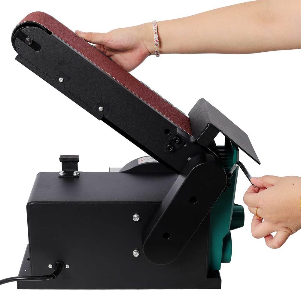 Benchtop Belt and Disc Sander, 4x36 Belt & 6" Disc, 0–90° Adjustable Table, Cast Iron Base, 120V Heavy Duty Sanding Machine W78700