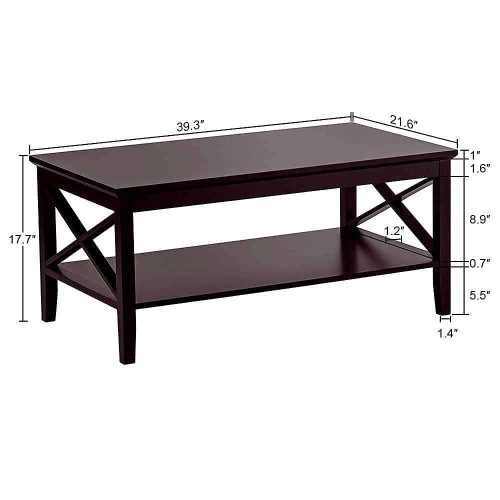 Espresso Wood Coffee Table with Storage 40 inches C85161