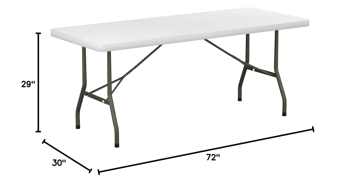 6 ft White Plastic Folding Table 30" x 72" O65066