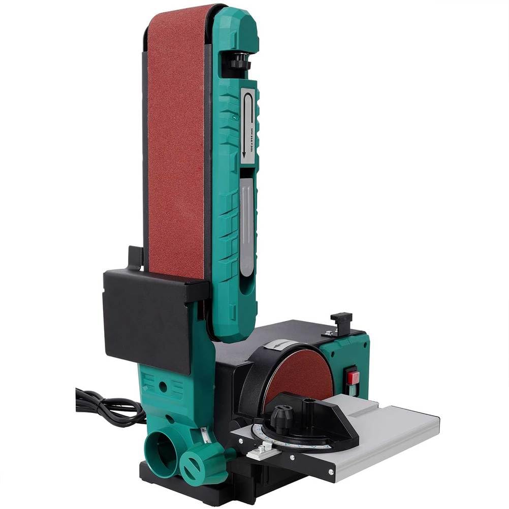 Benchtop Belt and Disc Sander, 4x36 Belt & 6" Disc, 0–90° Adjustable Table, Cast Iron Base, 120V Heavy Duty Sanding Machine W78700