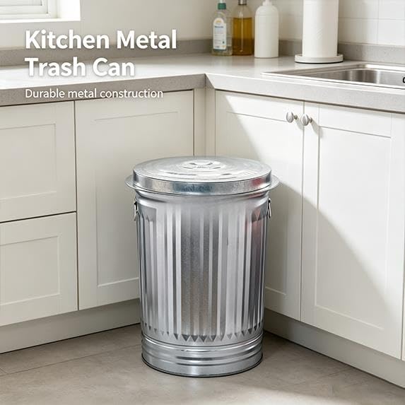 31-Gallon Galvanized Steel Trash Can with Lid D835