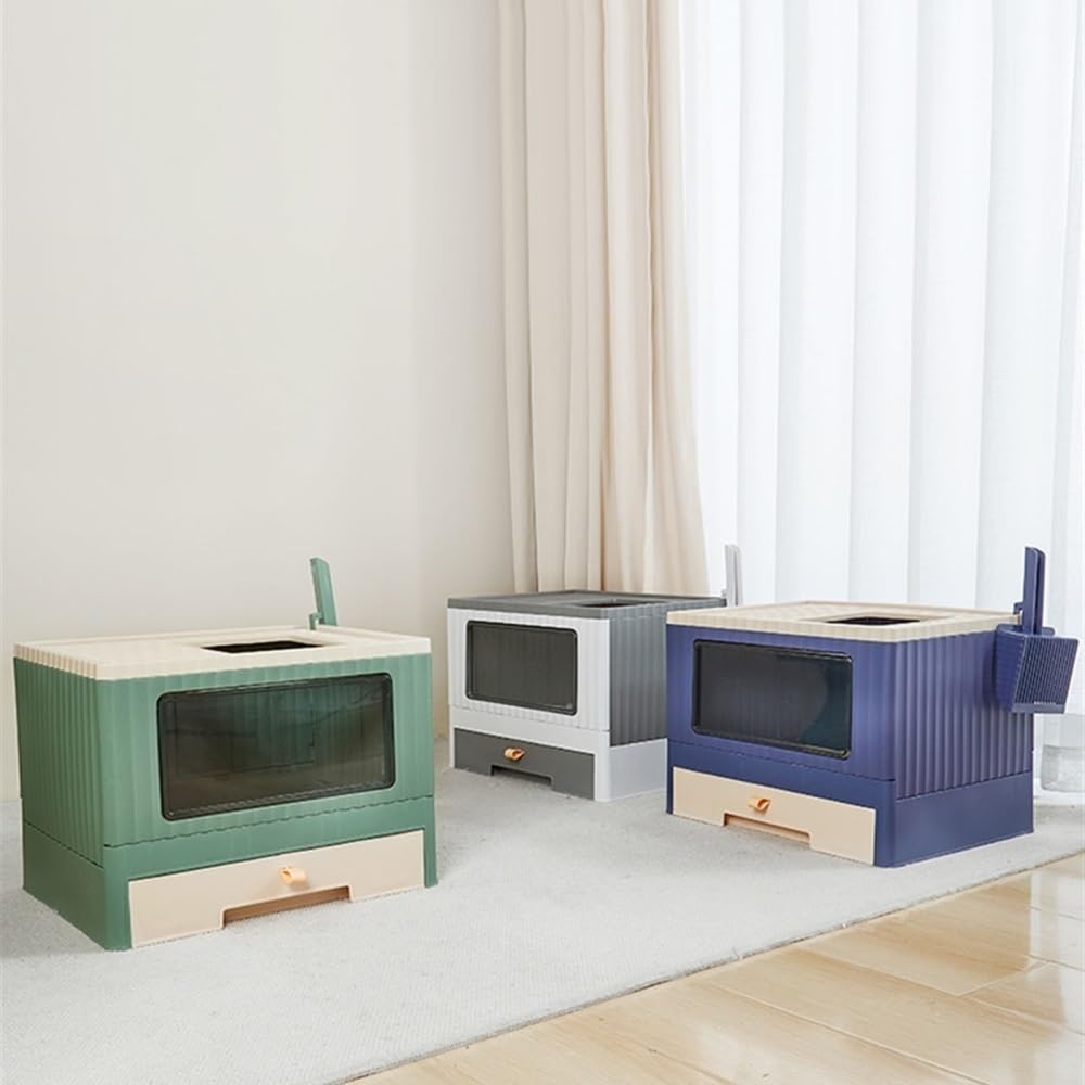 Foldable Top Entry Cat Litter Box with Lid U194649