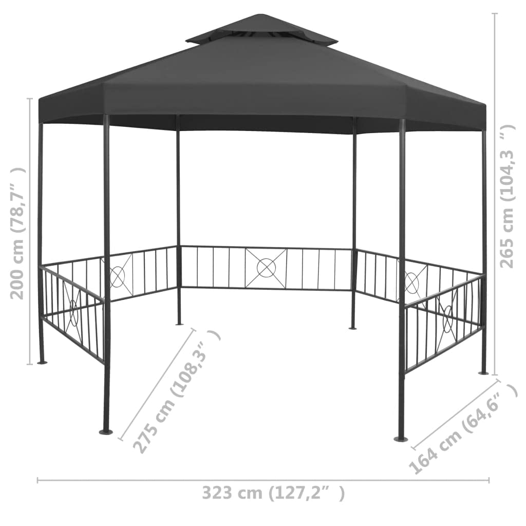Gazebo Canopy Tent 127.2"x108.3"x104.3" Anthracite Q826786