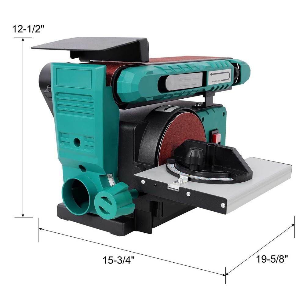 Benchtop Belt and Disc Sander, 4x36 Belt & 6" Disc, 0–90° Adjustable Table, Cast Iron Base, 120V Heavy Duty Sanding Machine W78700