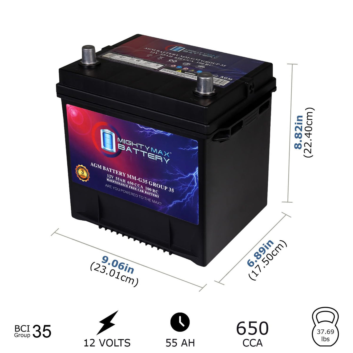 12V 55Ah AGM Replacement Battery R11386