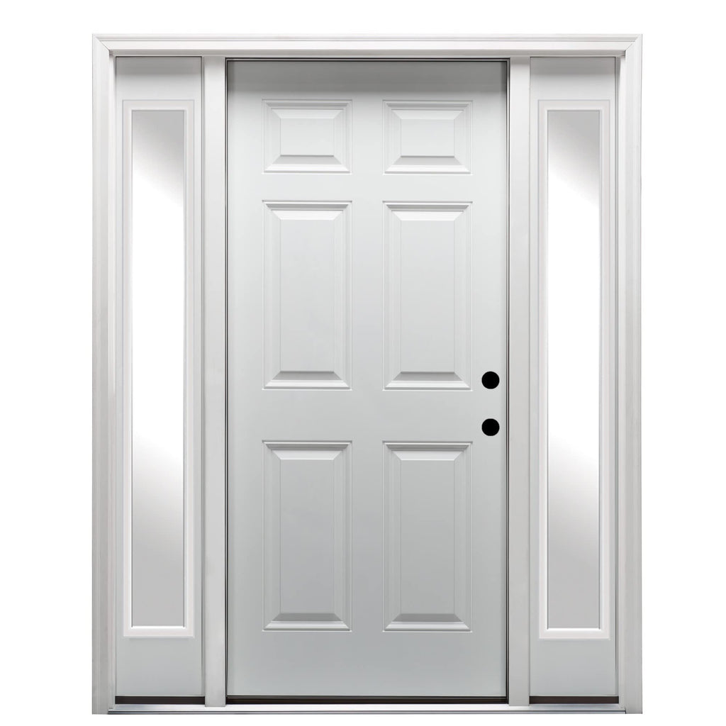 Primed Steel Left Hand In-Swing 6-Panel Exterior Prehung Door 36"x80" with 14" Sidelites Y22766