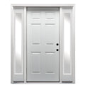Primed Steel Left Hand In-Swing 6-Panel Exterior Prehung Door 36"x80" with 14" Sidelites Y22766