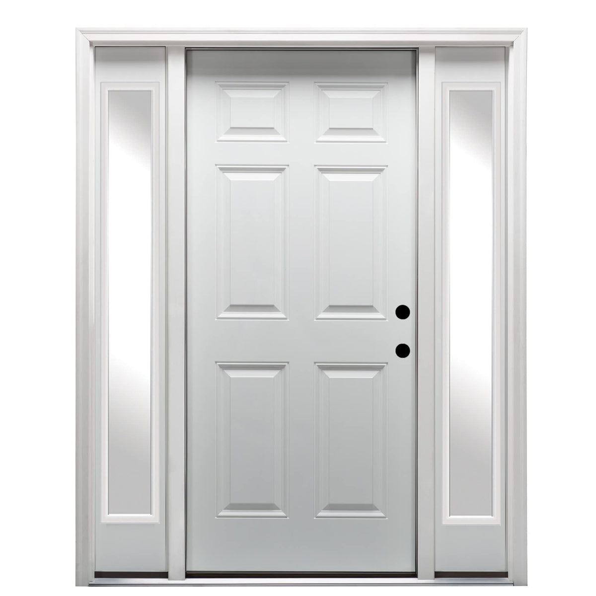 Primed Steel Left Hand In-Swing 6-Panel Exterior Prehung Door 36"x80" with 14" Sidelites Y22766