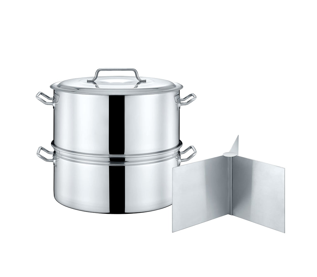 Extra Large Stainless Steel Stock Pot Steamer and Braiser Combo 40 QT K815