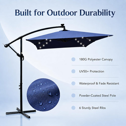 10x6.5FT Navy Blue Solar Patio Umbrella G375
