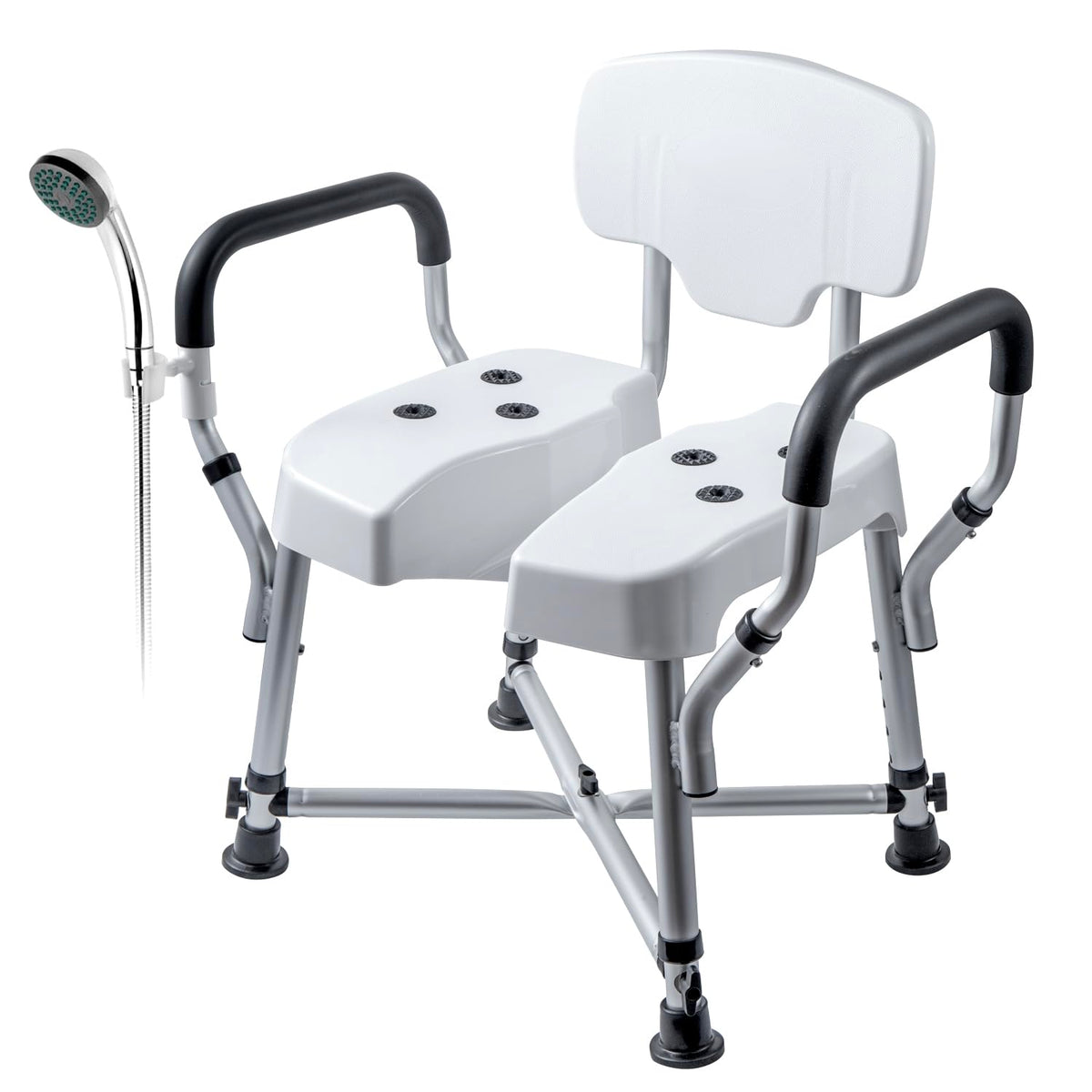 Heavy Duty Shower Chair with Back and Padded Armrests L7556