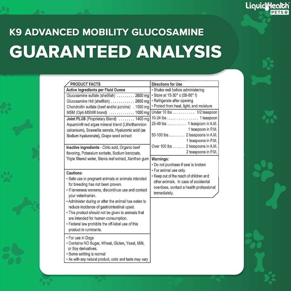 Liquid Glucosamine for Dogs with Chondroitin MSM 32 oz S3047
