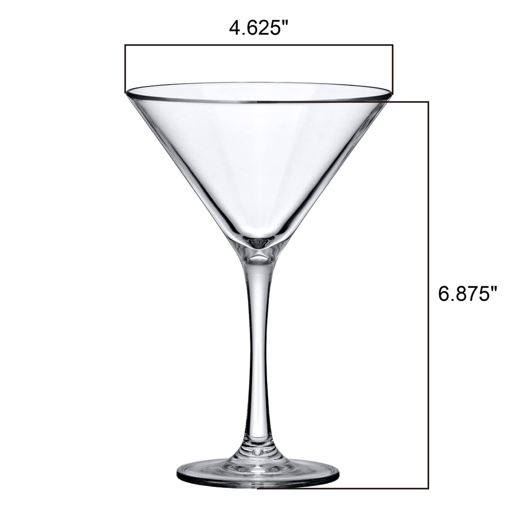 10-Ounce Plastic Martini Glasses Set of 6, Reusable, BPA-Free, Shatter-Proof, Dishwasher-Safe Z8000