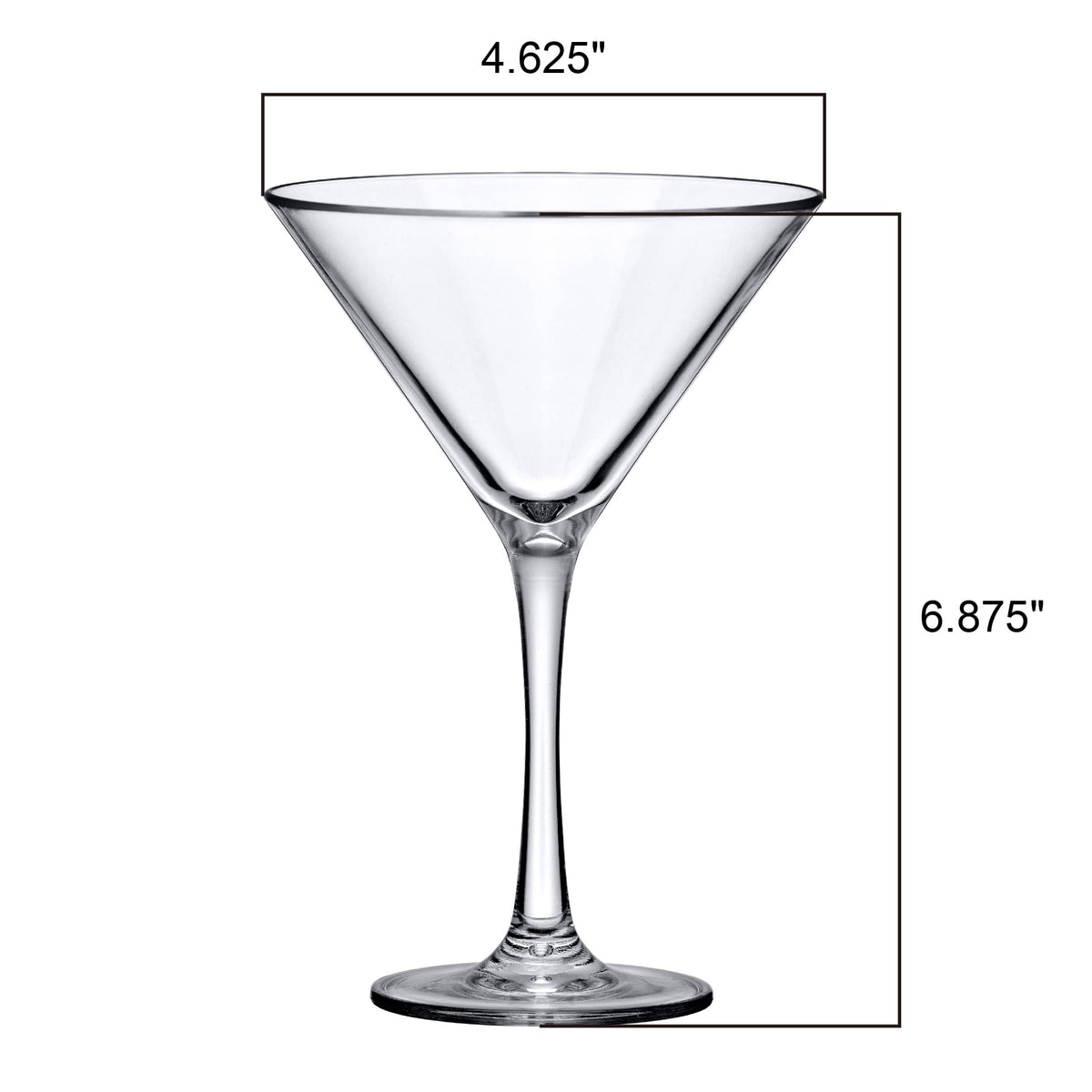 10-Ounce Plastic Martini Glasses Set of 6, Reusable, BPA-Free, Shatter-Proof, Dishwasher-Safe Z8000
