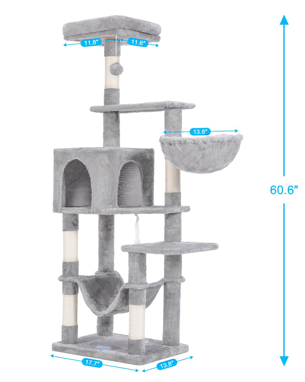 Cat Tree, Multi-Level Sisal Covered Scratching Posts E6314