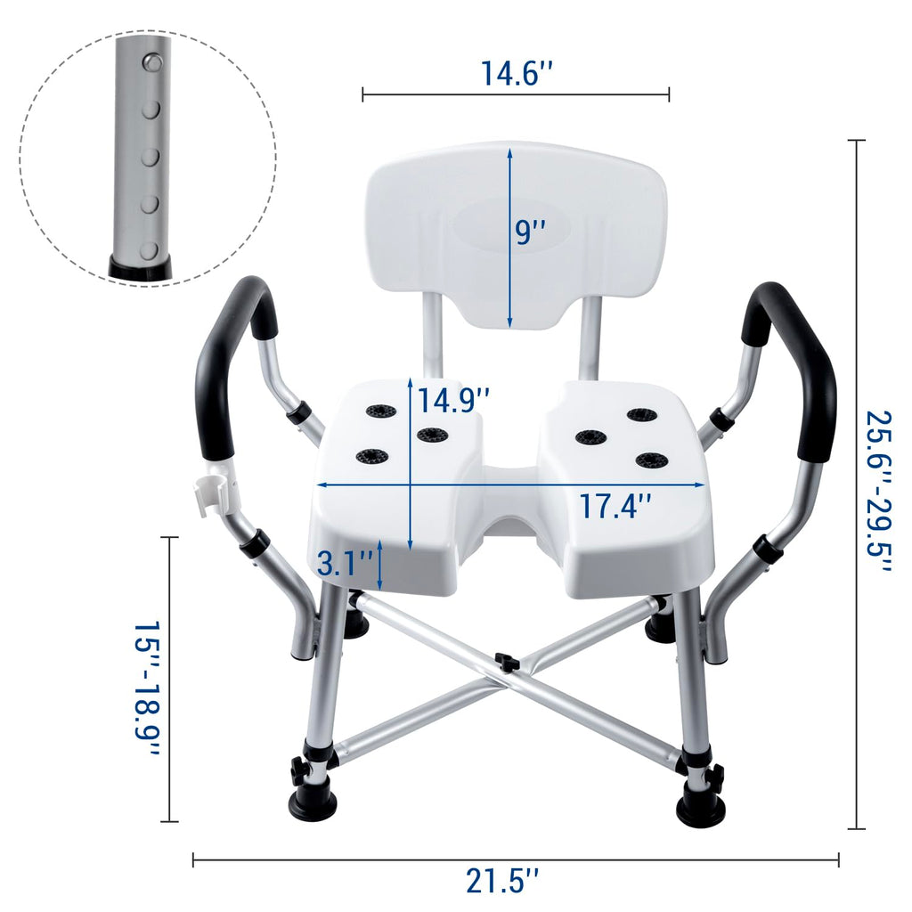 Heavy Duty Shower Chair with Back and Padded Armrests L7556