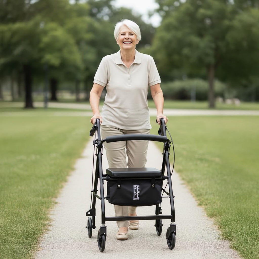 Foldable 4 Wheel Rollator Walker with Seat D2552