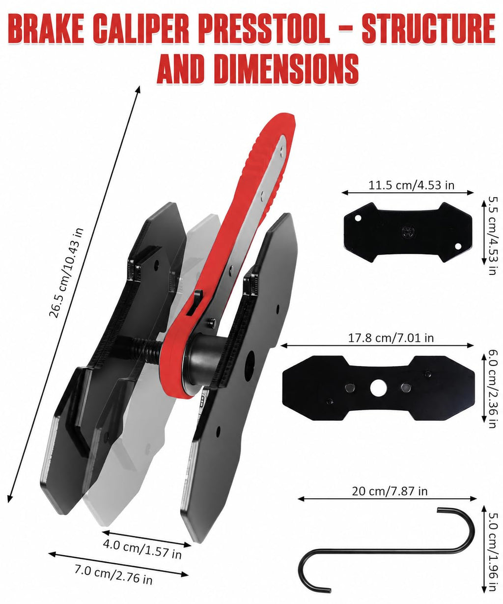 Brake Caliper Compression Tool with 2 Steel Plates and 2 Hooks U19685