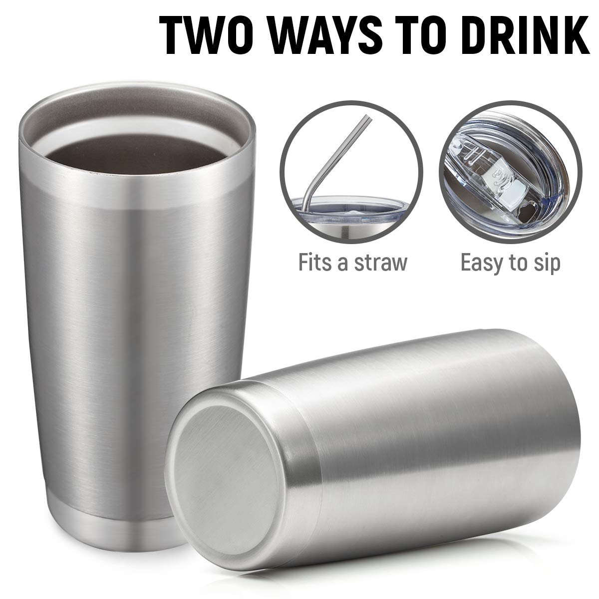 20oz Stainless Steel Insulated Tumbler with Lid and Straw 8 Pack Y955