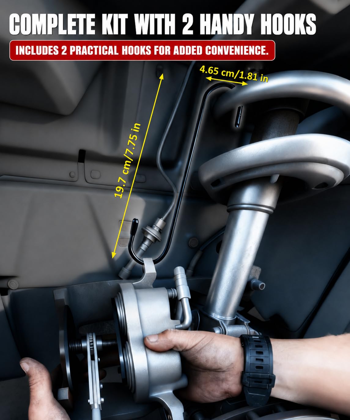 Brake Caliper Compression Tool with 2 Steel Plates and 2 Hooks U19685