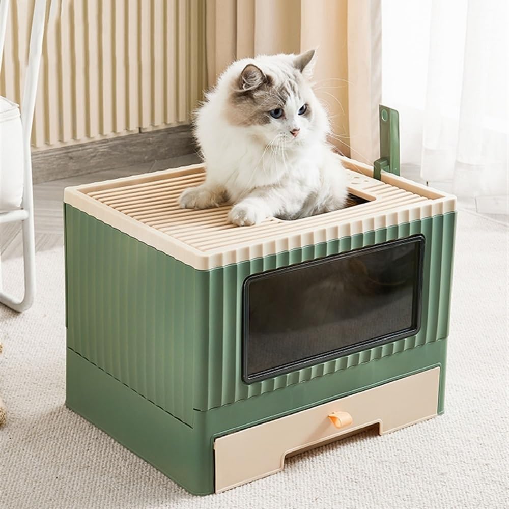 Foldable Top Entry Cat Litter Box with Lid U194649