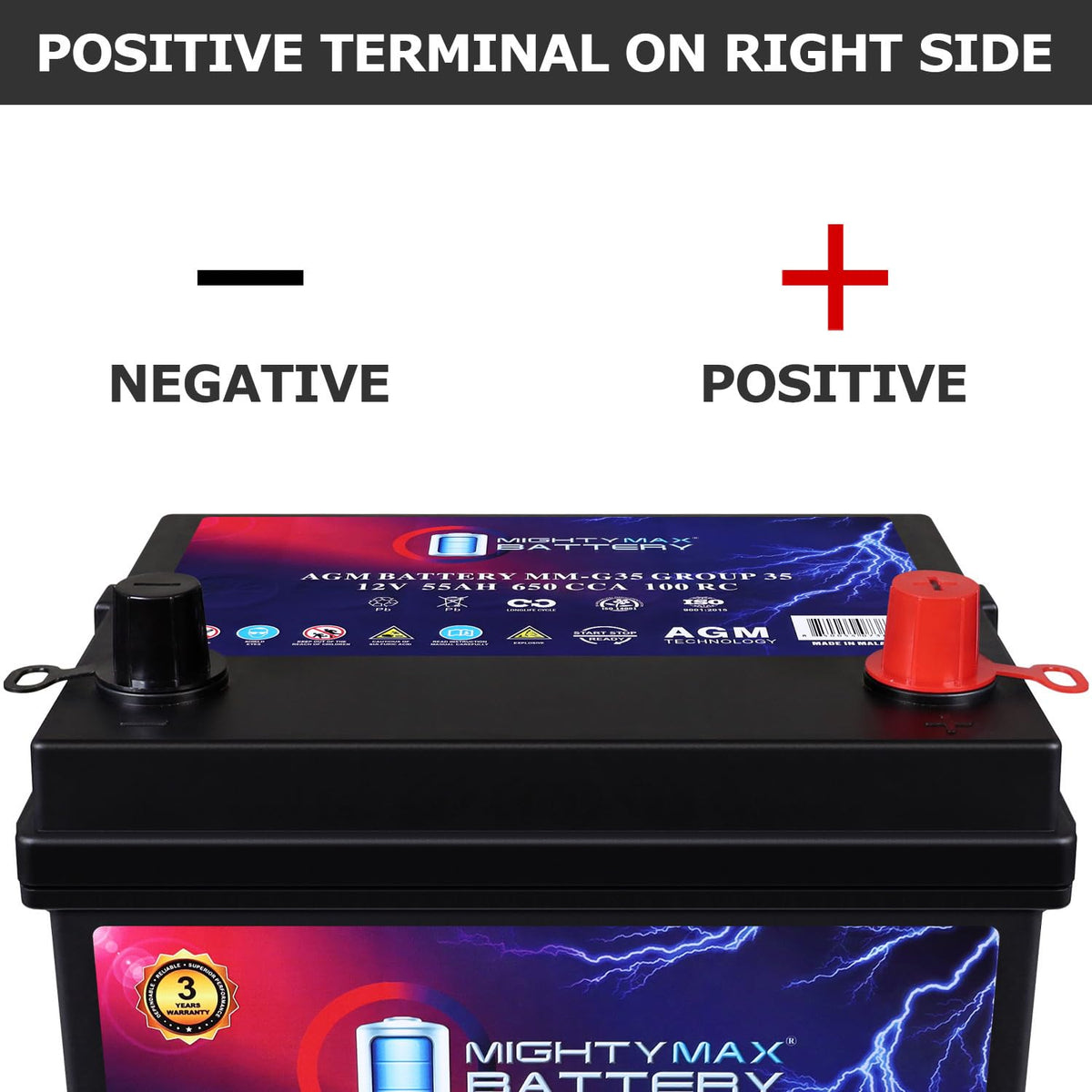 12V 55Ah AGM Replacement Battery R11386