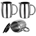 3 Pack 14 oz Insulated Stainless Steel Coffee Mug with Lid and Handle I8014