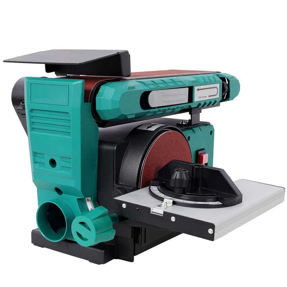 Benchtop Belt and Disc Sander, 4x36 Belt & 6" Disc, 0–90° Adjustable Table, Cast Iron Base, 120V Heavy Duty Sanding Machine W78700