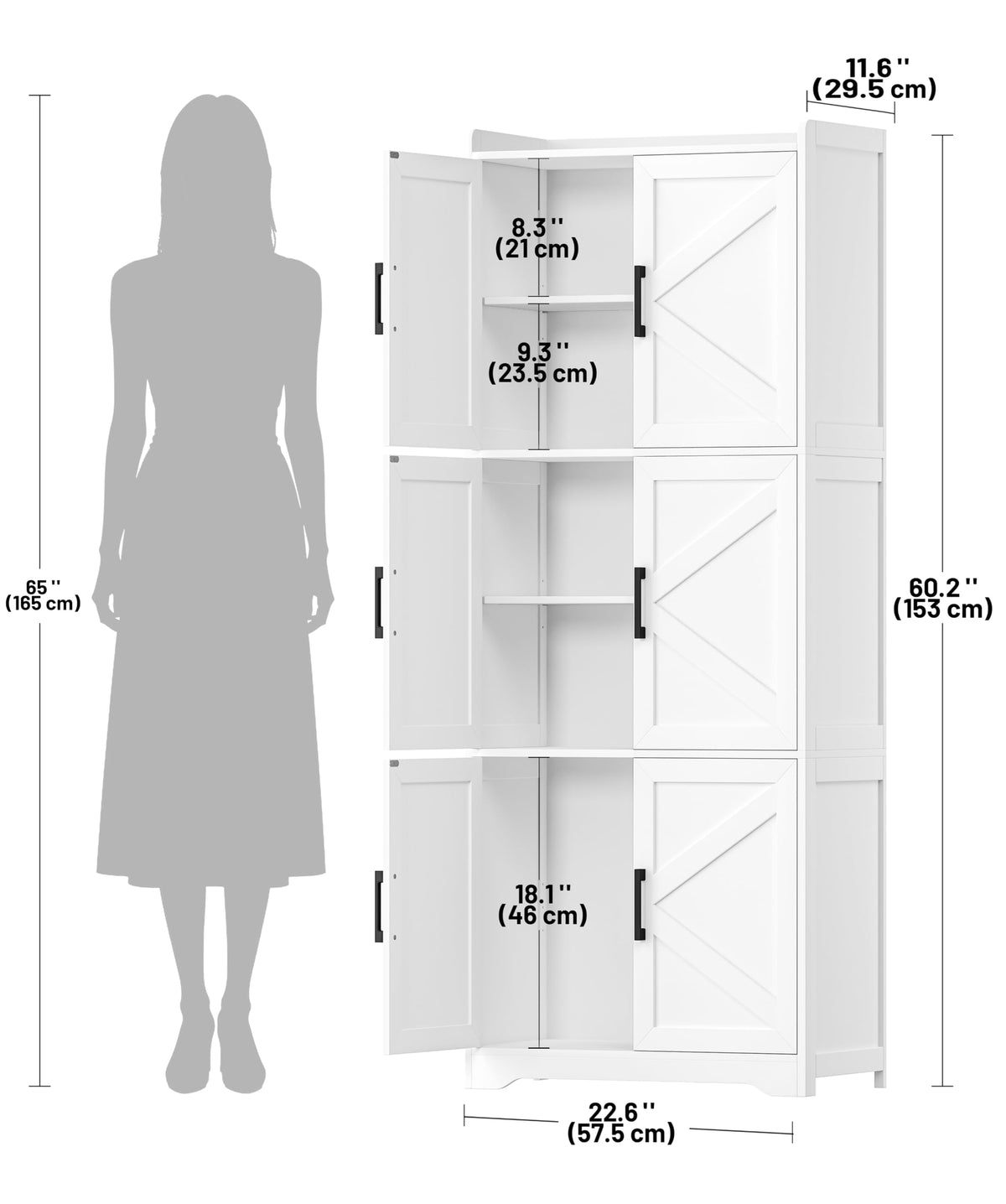 60.2''H Tall Bathroom Storage Cabinet with 6 Door B165