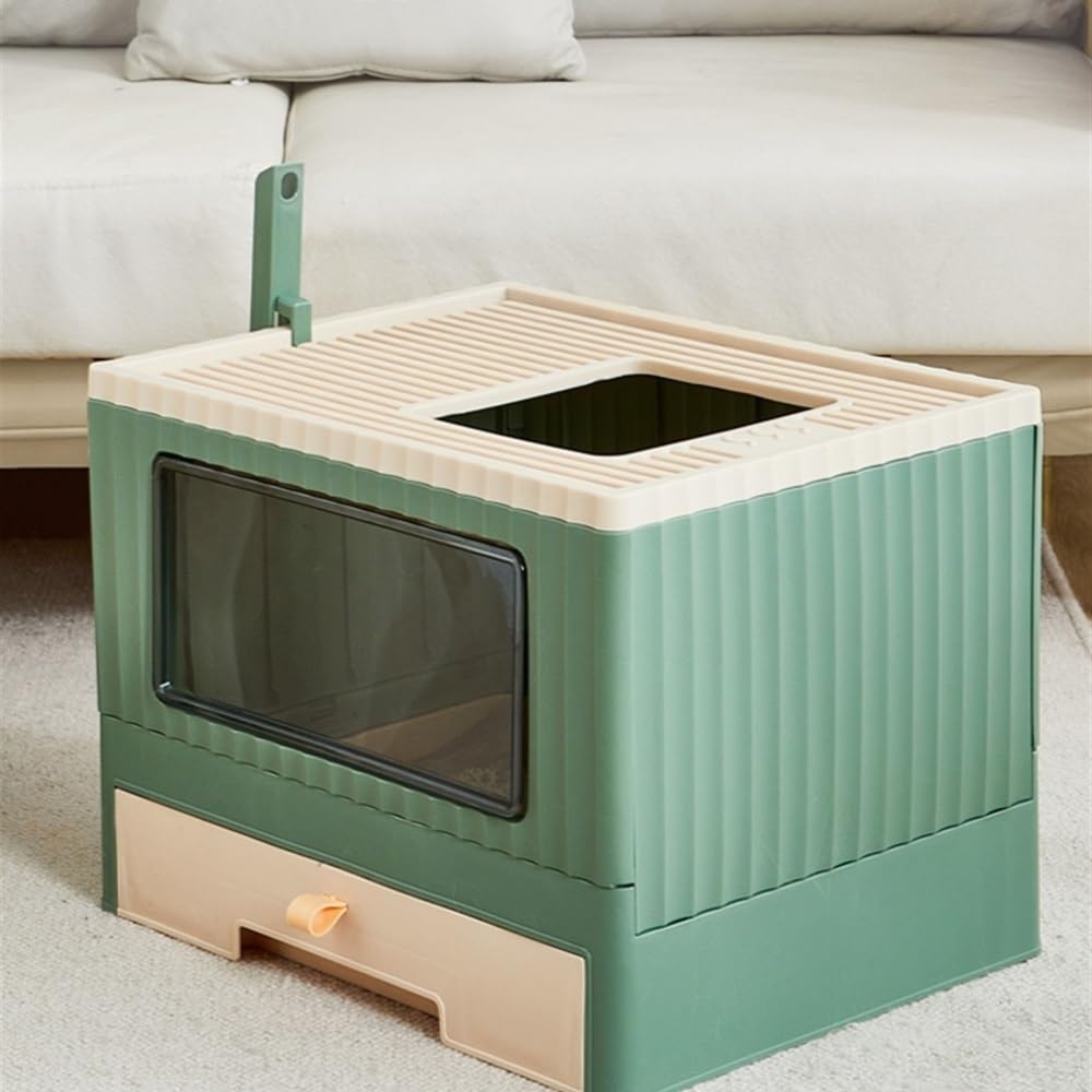 Foldable Top Entry Cat Litter Box with Lid U194649