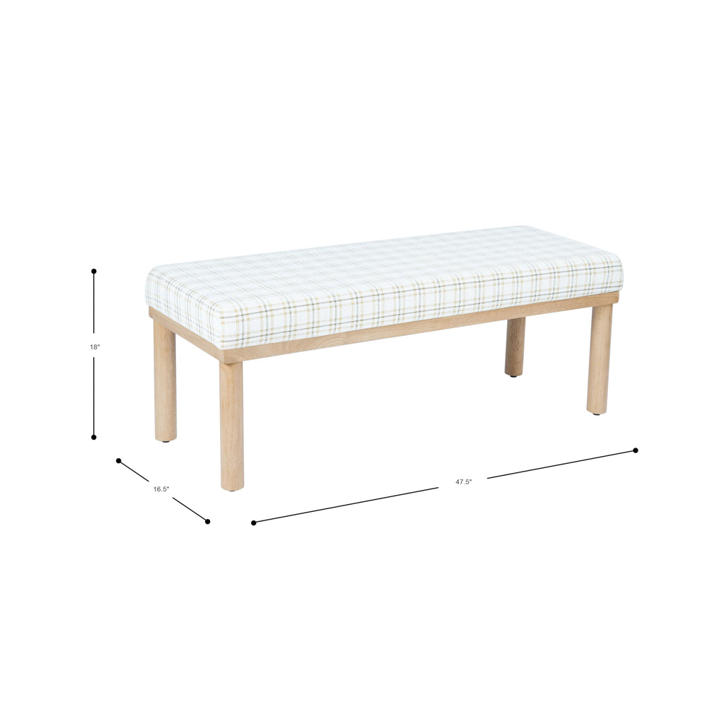 Natural Plaid Woven Fabric Bench M42656