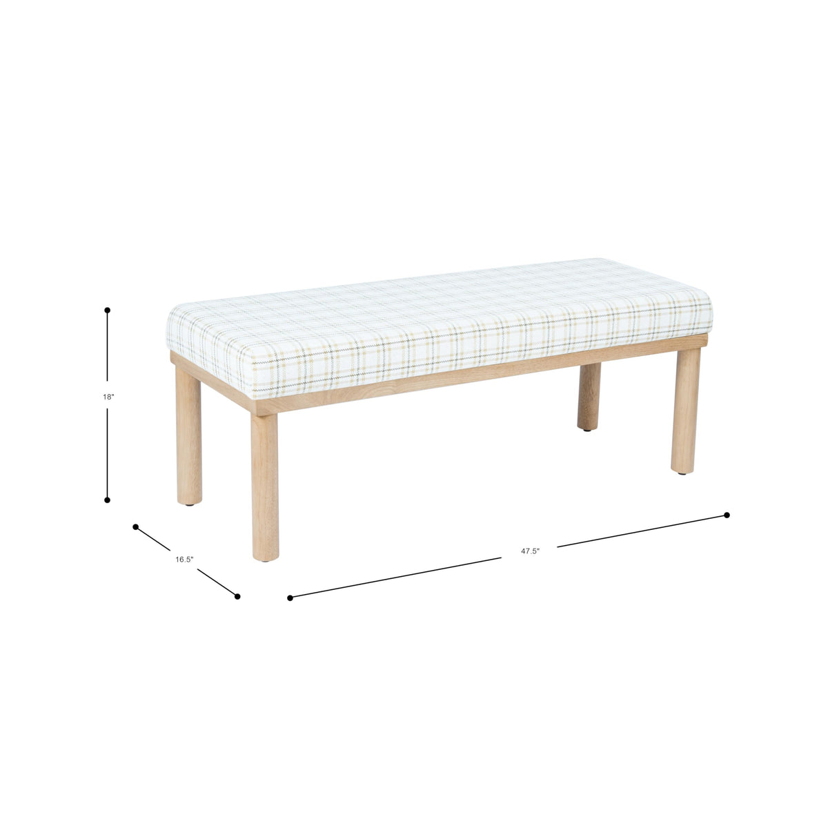 Natural Plaid Woven Fabric Bench M42656