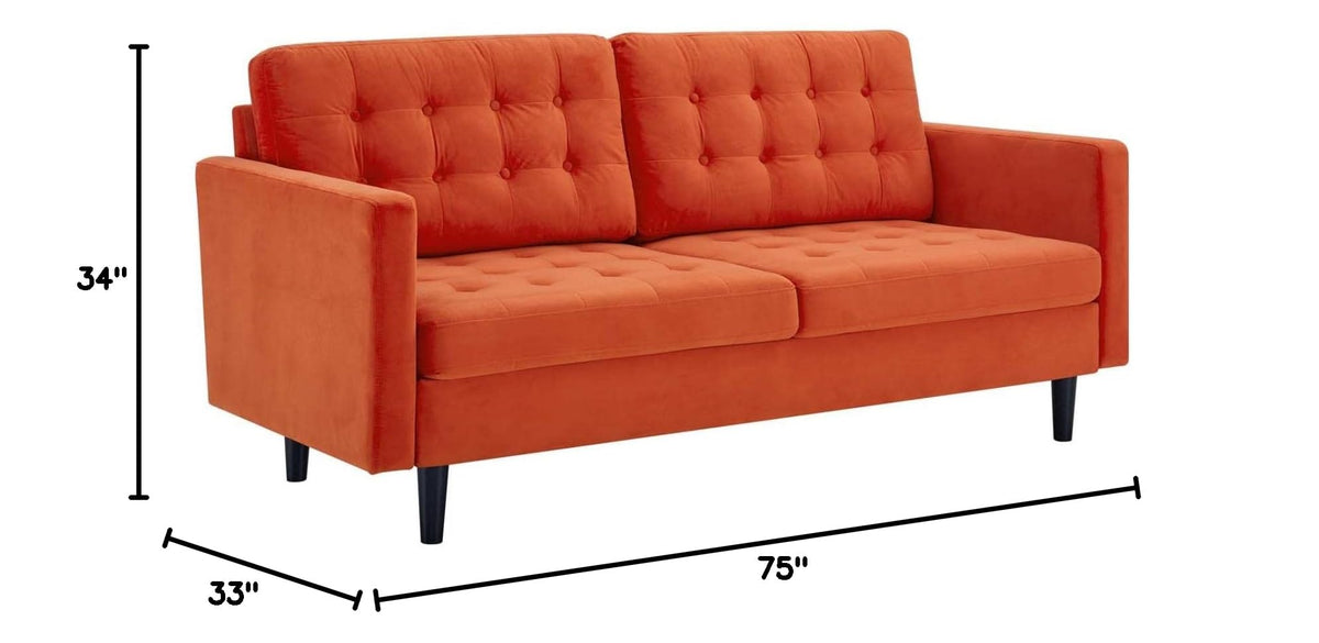 Orange Tufted Performance Velvet Sofa A16009