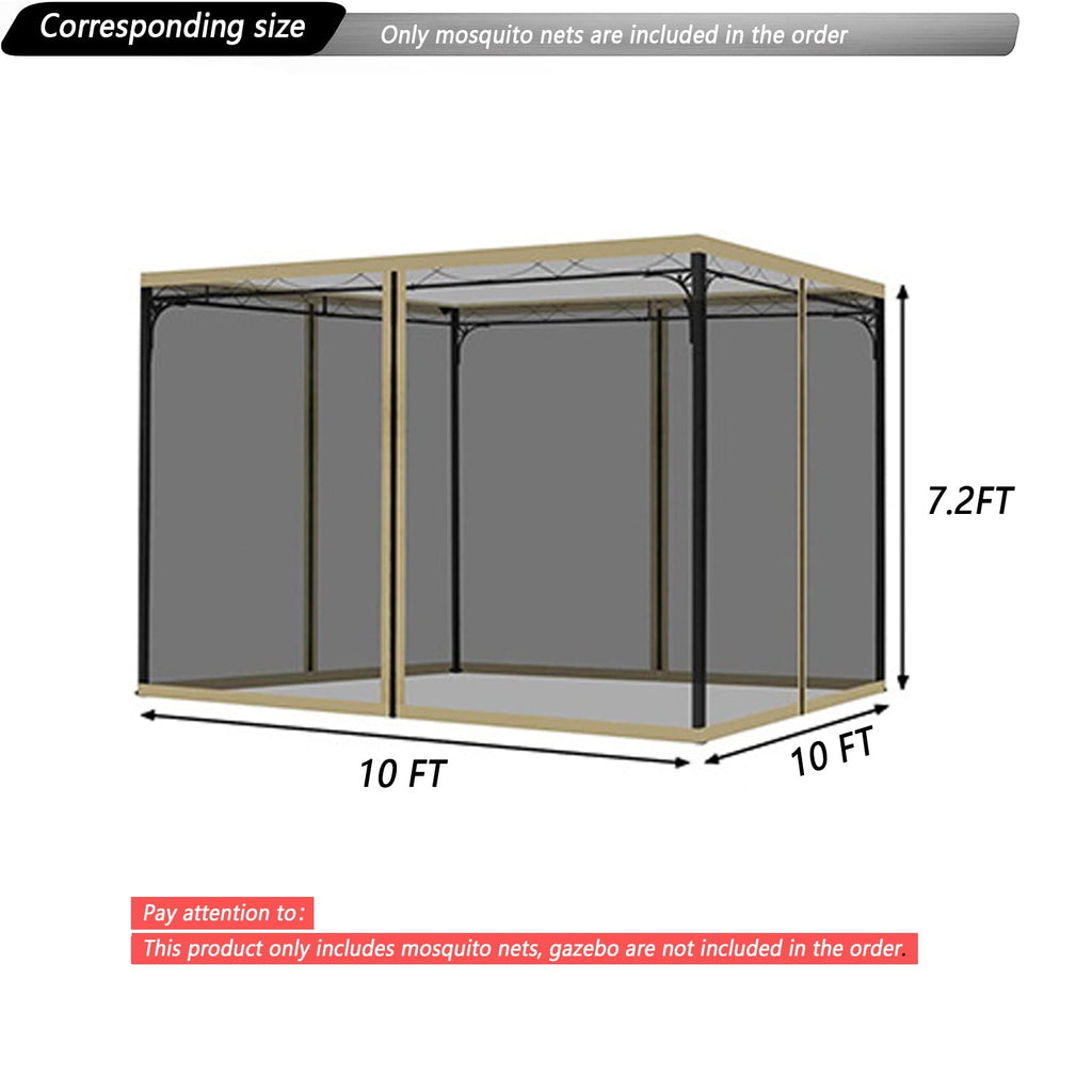Black 10x10FT 4-Door Zipper Mosquito Netting M38834