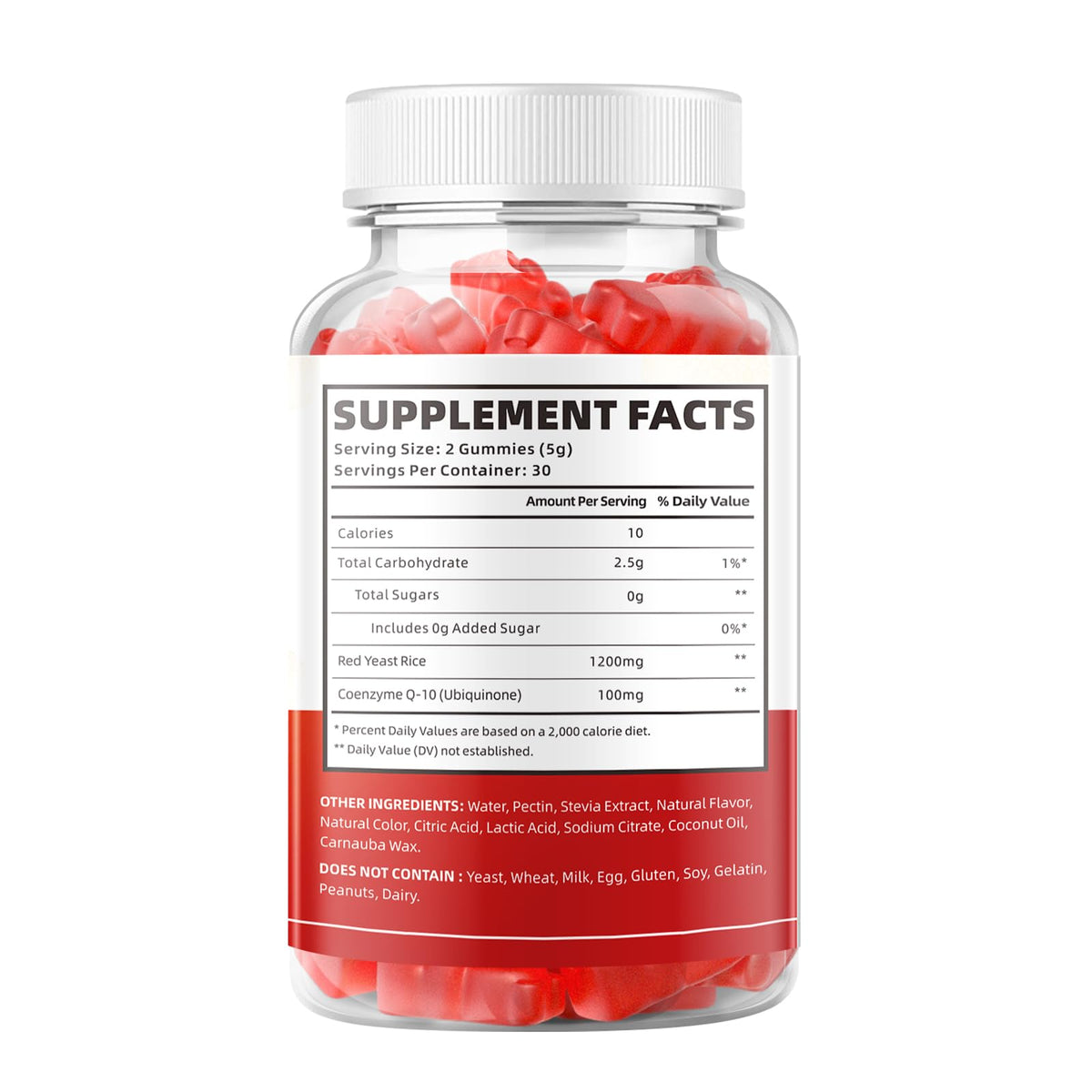 Sugar Free Red Yeast Rice with CoQ10 1200mg Strawberry Flavor 120 Count J12289