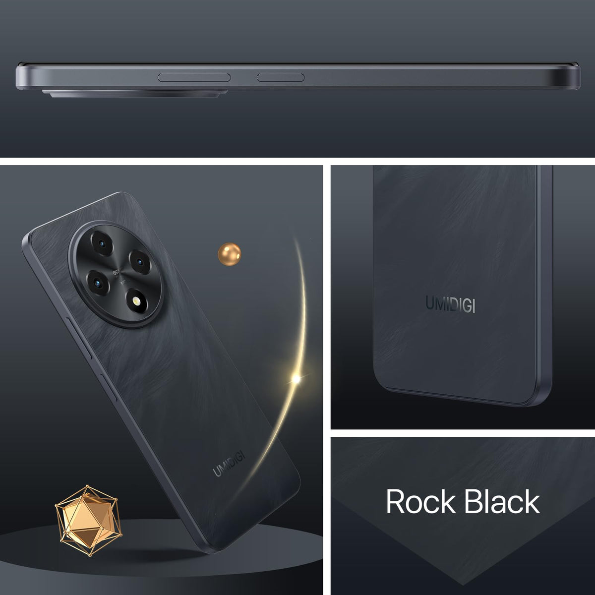 Android 14 6.9" HD+ 120Hz Octa-core 16GB +256GB 6000mAh 50MP Triple Camera Dual 4G LTE NFC Black Smartphone B3107