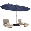 15ft Navy Blue Double-Sided Patio Umbrella with Base S7875