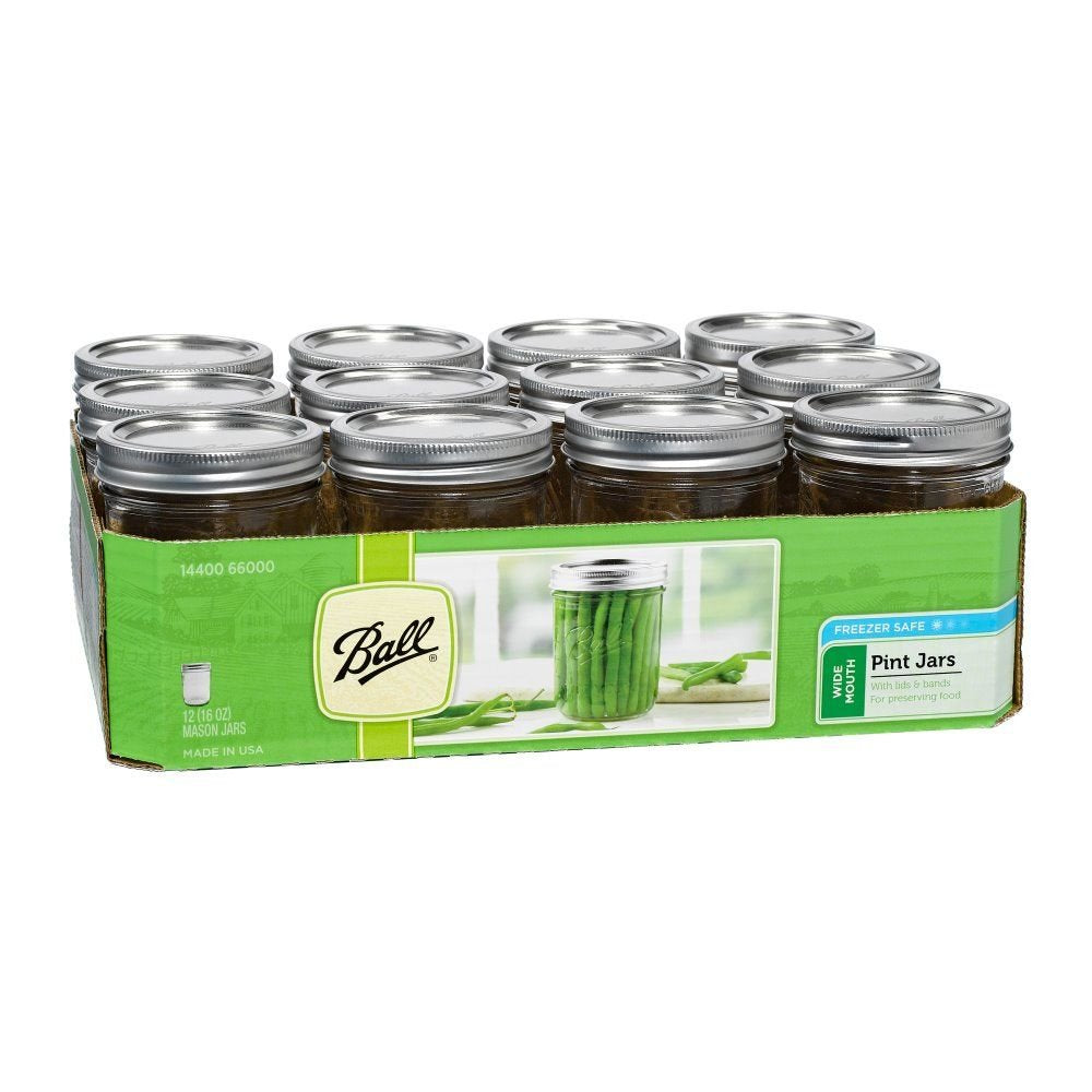 16-Ounce Glass Mason Jar with Lids and Bands, 12-Count Y813