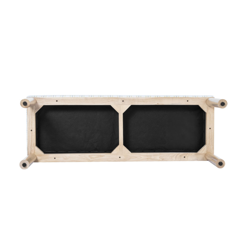 Natural Plaid Woven Fabric Bench M42656