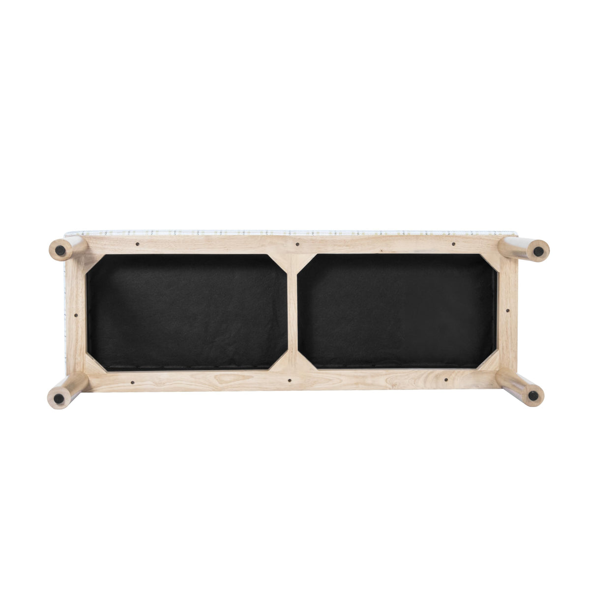 Natural Plaid Woven Fabric Bench M42656