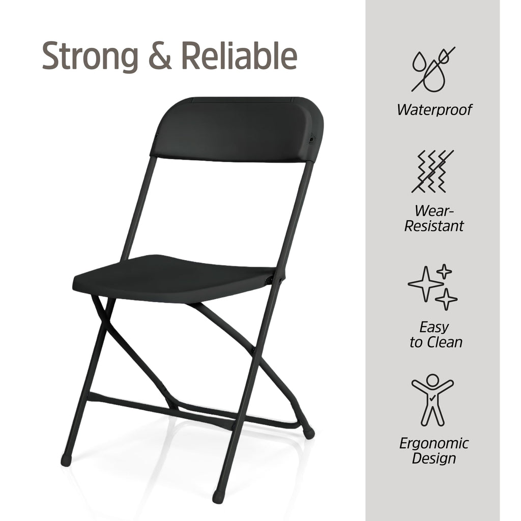 10 Pack Black Plastic Folding Chairs T759