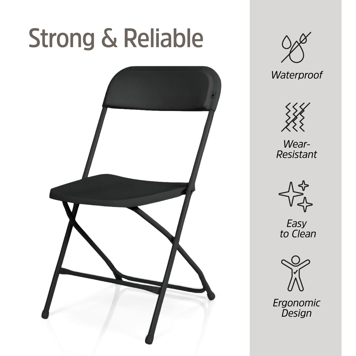 10 Pack Black Plastic Folding Chairs T759
