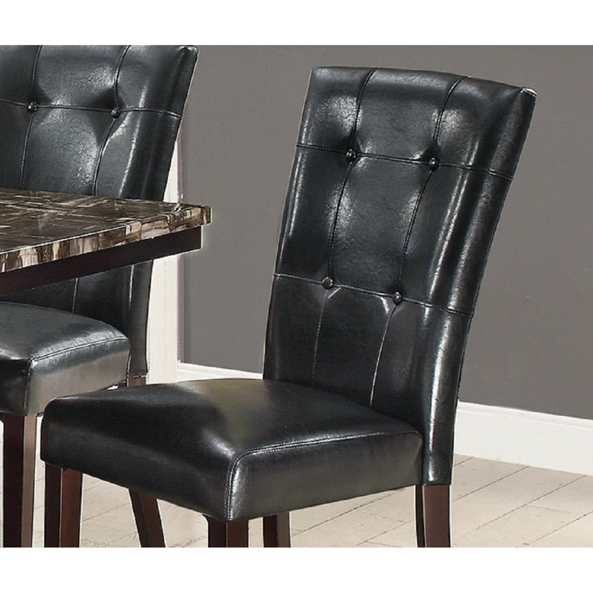 Black Faux Leather Set of 2 Dining Chairs W124798