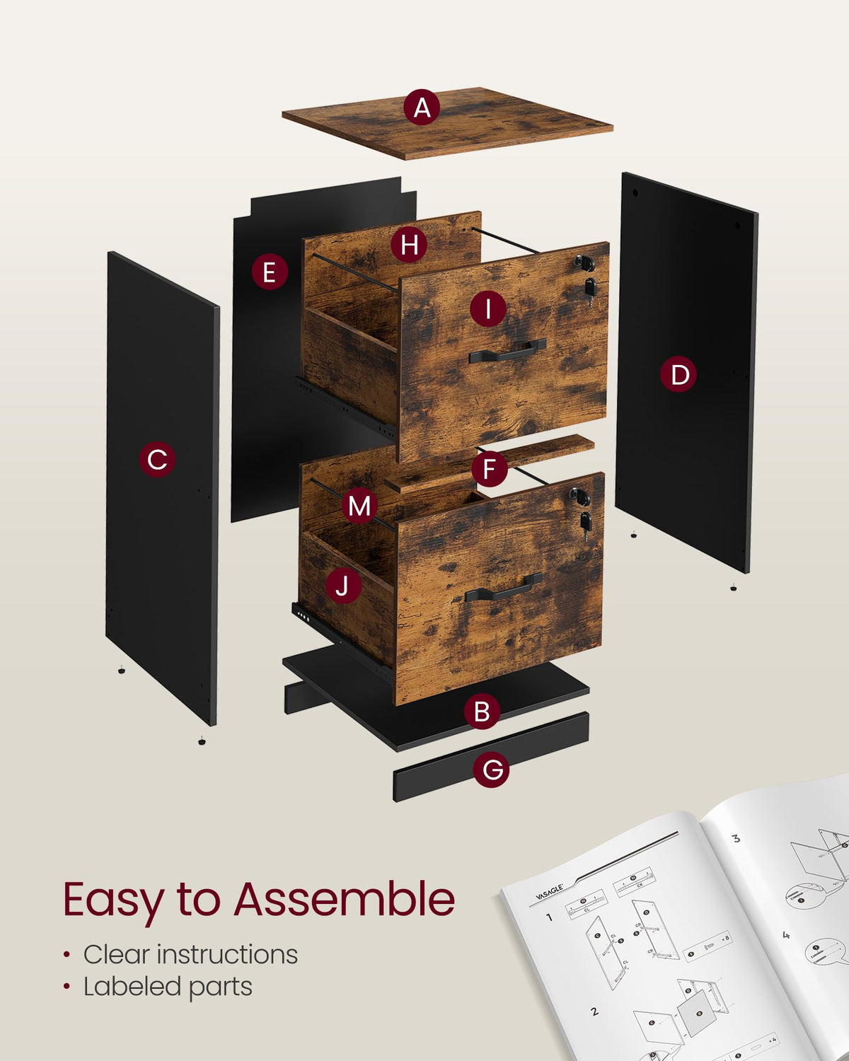 2 Drawer File Cabinet with Locks W1753