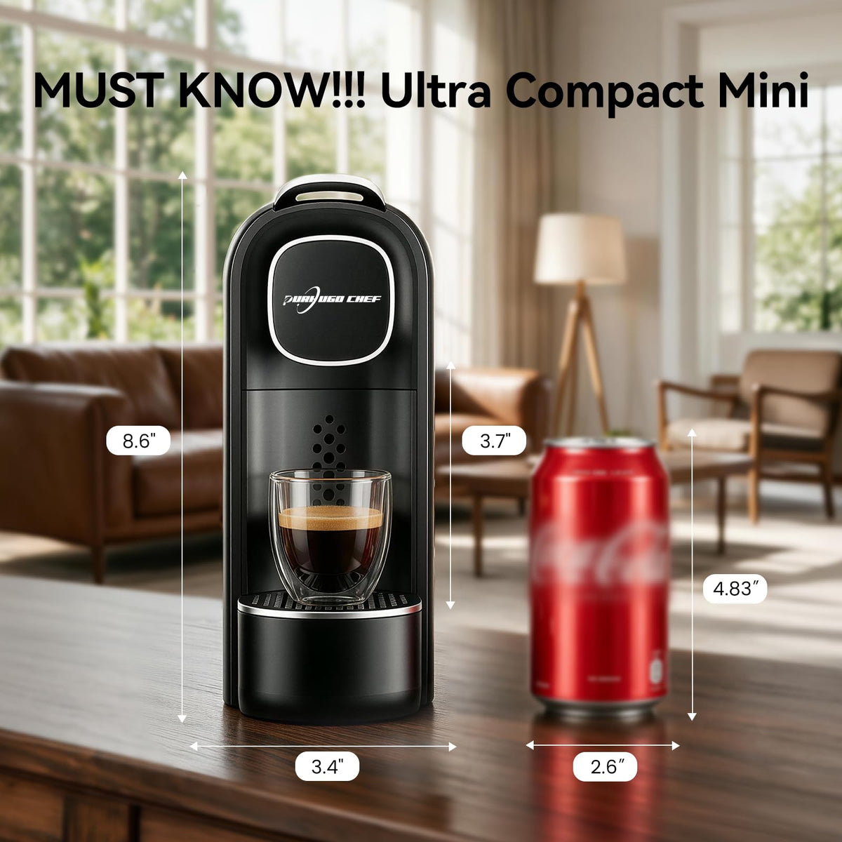 Black Single Serve Espresso Coffee Machine with Removable Tank F648